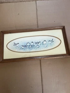 Vintage signiert Margie Morrow 1983 gerahmt Vögel auf Ast Bild Landhaus Kern - Bild 1 von 14