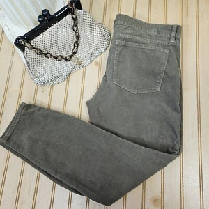 J. Crew Size 31 Olive Green Corduroy Toothpick Ankle Pants #03904 Stretch Womens - Picture 1 of 12