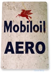 Mobiloil Aero Gas Schild, Öl Hangar Garage Luftfahrt Retro rustikal Blechschild B891 - Bild 1 von 2