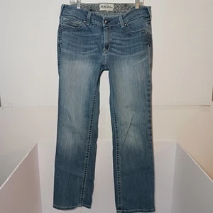 Ariat REAL Rainstorm Straight Leg Jeans Women Sz 33X34 Blue Stretch Denim - Picture 1 of 13
