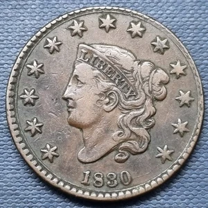 1830 Coronet Head Large Cent 1c Better Grade VF - XF #95853 - Picture 1 of 2