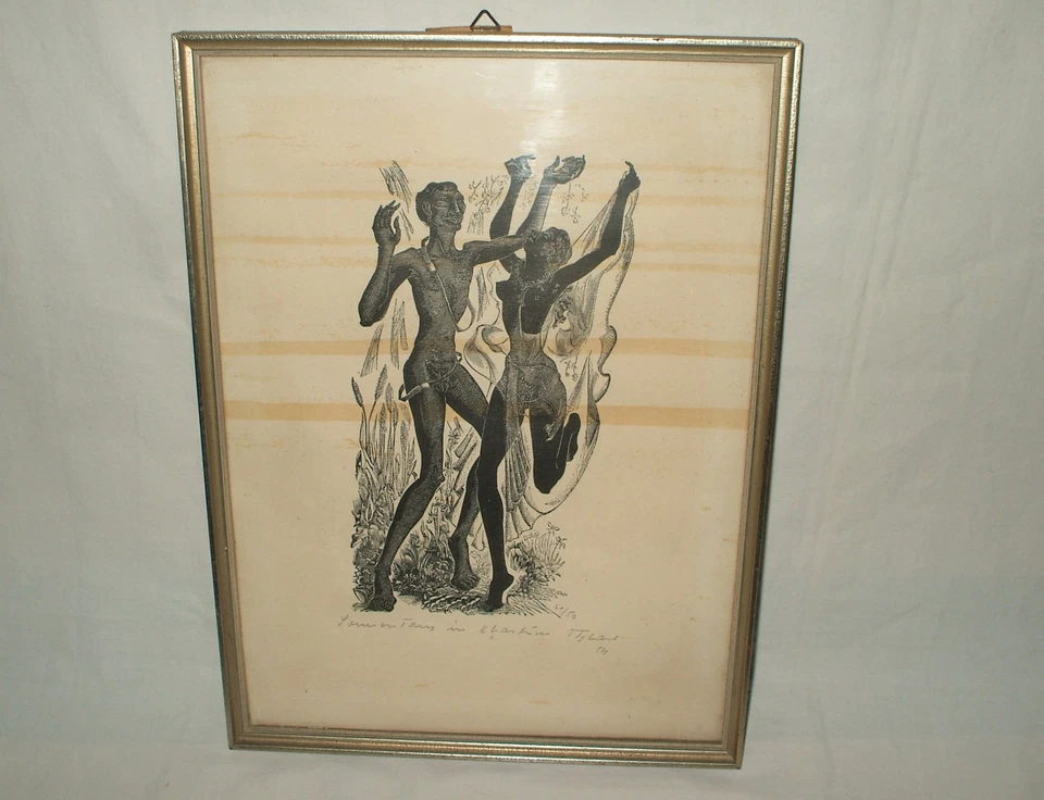 Holzschnitt Sonnen Tanz in Khartum Signiert Limitiert 41/50 - Bild 1 von 4