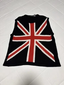 Illig Union Jack Knit Crewneck Sweater Vest Size XL British Flag Sleeveless UK - Picture 1 of 4