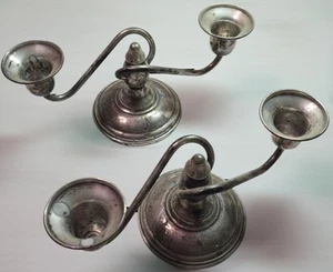 1930/50's El-Sil-Co. Weighted Sterling Silver Pair Of candelabra -Candle Holders - Picture 1 of 2