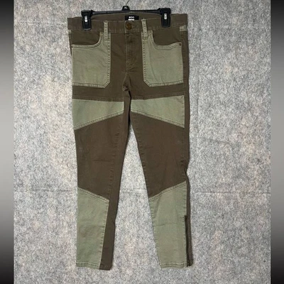 Pantalones BDG Mujer 29 Moto Cremallera al Tobillo Ajustados Urban Outfitters Verde Oliva Patchwork Foto 1 de 4