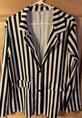 Traje a Rayas de Halloween Beetlejuice Disfraz Para Hombre Talla 2XL Chaqueta y Pantalones 2 Piezas Foto 1 de 3