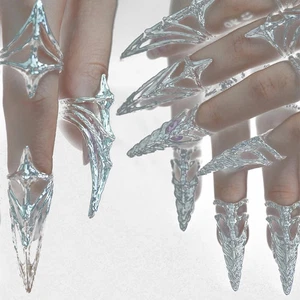 Punk Nail Ring Gothic Rock Metal Fingertip Bone Claw Cosplay Band Men Jewelry - Picture 1 of 24