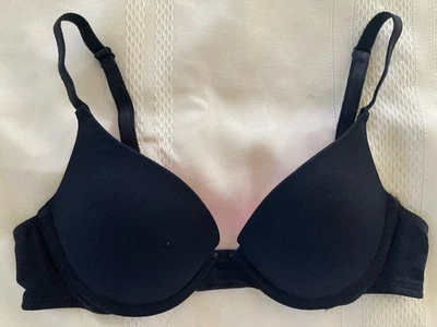 Бюстгальтер пуш-ап Victoria's Secret розовый 32A черный с многосторонними ремнями с подкладкой - Изображение 1 из 4