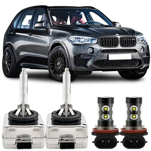 For BMW X5 2007-2015 White Front HID Headlight High-Low + LED Fog Light Bulbs - Picture 1 of 9