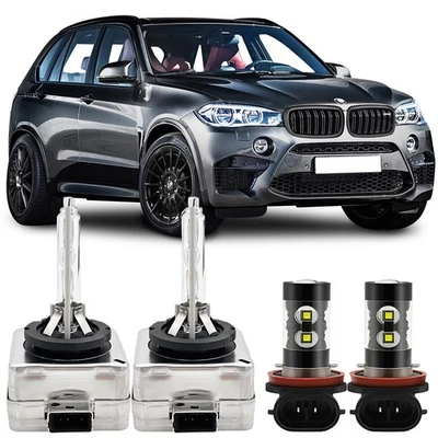 For BMW X5 2007-2015 White Front HID Headlight High-Low + LED Fog Light Bulbs - Image 1 of 4