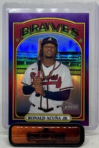 RONALD ACUNA JR. 2021 TOPPS HERITAGE CROMO VIOLA RIFRATTORE 299 ATLANTA BRAVES - Foto 1 di 3
