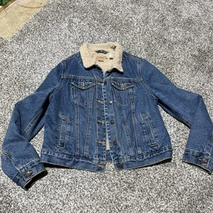 C E Schmidt Workwear Sherpa Lined Blue Jean Denim Jacket Sz Medium - Picture 1 of 9