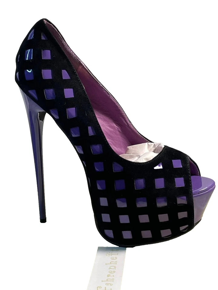 Zapato Fahrenheit Vicky-05 negro/púrpura plataforma imitación gamuza para mujer talla 9M Foto 1 de 4