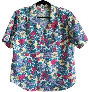 Vintage Cricket Lane XL/XXL Ditsy Floral Button Up Bluse Kurzarm Poly Baumwolle - Bild 1 von 10
