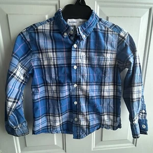 Old Navy Long Sleeve Button Down Blue Plaid Dress Shirt Boys Size Small 6/7 - Picture 1 of 5