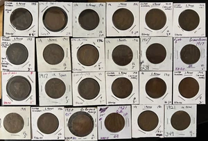 Lot of 24 Great Britain 1 penny bronze coins (1903 to 1921) - Picture 1 of 2