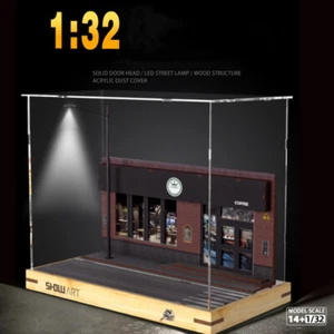 1/32 Coffee Shop Diorama Model Scene LED for 1/32 Car Multi Parking Lot - Picture 1 of 8