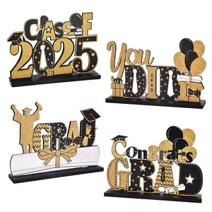 4 Pieces 2025 Graduation Table Decorations - Wooden Graduation Centerpieces f... - Picture 1 of 6