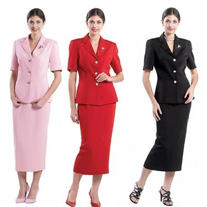 Traje formal de mujer manga corta tela crepe suave, cuatro colores L 356 - Imagen 1 de 6