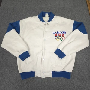 vintage 1988 olympics Jacket Mens LARGE white bomber snap team usa adidas Size L - Picture 1 of 17