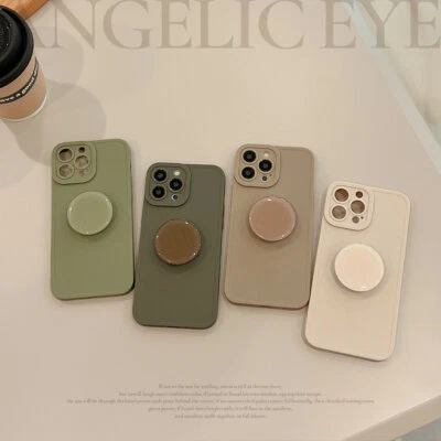 Vintage Matte Phone Case with Holder for iPhone 13 14 15 16Pro Shockproof Cover - Image 1 of 4