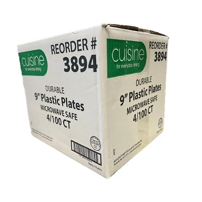 400 Pack 9 in Disposable Round Plastic Plates Heavy Duty White Party Plates - Image 1 of 4