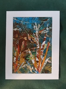 Collage Original Art 'Mermaids' unique acrylic gelli print with recycled paper - Picture 1 of 10