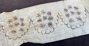 Early 18th Century Hand Drawn Lace Border Template On Recycled Vellum Deed Panel - Picture 1 of 7