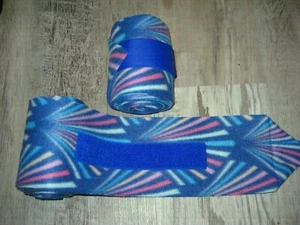 NEW set of 2 royal blue with multi starburst polo wraps (horse/pony leg wraps) - Picture 1 of 1