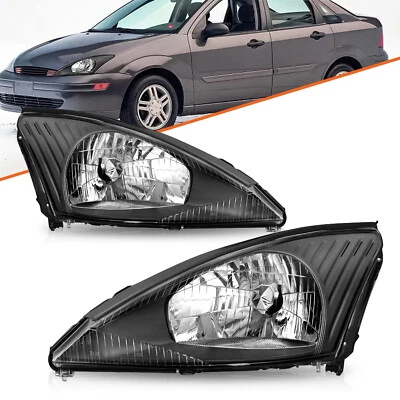 Faróis de halogênio preto transparente esquerda+ direita Ford Focus 2000-2004  - Imagem 1 de 4
