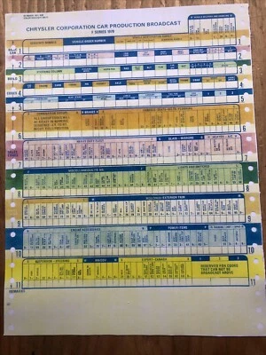 DUSTER DART FURY MONACO CHRYSLER ROAD RUNNER  1970 BROADCAST SHEET MOPAR REPRINT - Image 1 of 4