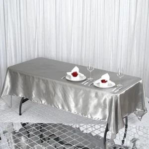 60x102-Inch RECTANGULAR SATIN TABLECLOTH Dinner Wedding Party Linens Decorations - Picture 1 of 225