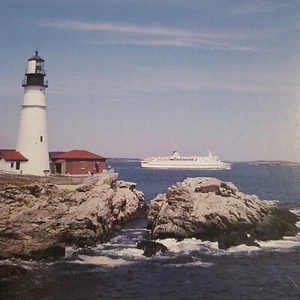 Postcard Portland Head Lighthouse AND M/S Scotia Prince Cape Elizabeth Maine - Picture 1 of 6