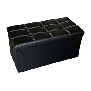 Mobili Rebecca Pouffe Box Storage Bean Bag Footstool Black Faux Leather 38x76x38 - Picture 1 of 7