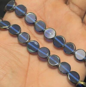 1 String 10mm Glass Window Metallic Disc Beads - Picture 1 of 24
