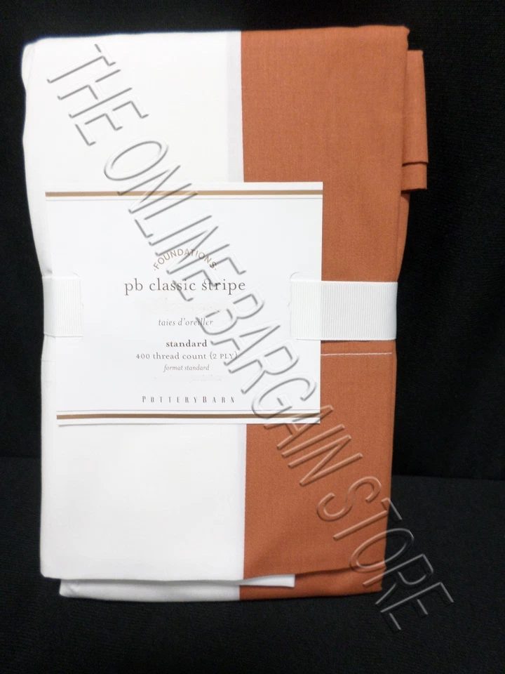 Almohada de dormitorio Pottery Barn PB clásica a rayas estándar terracota  Foto 1 de 1