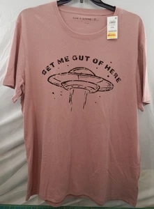 Get Me Out of Here UFO Aliens Unisex T-Shirt Marke Sonne & Stein Neu mit Etikett Pfirsich & Schwarz - Bild 1 von 5