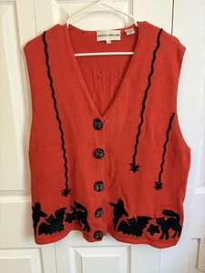 De Colección Marisa Christina Halloween Tejido Suéter Chaleco Cárdigan Espeluznante Fantasma Araña - Imagen 1 de 4