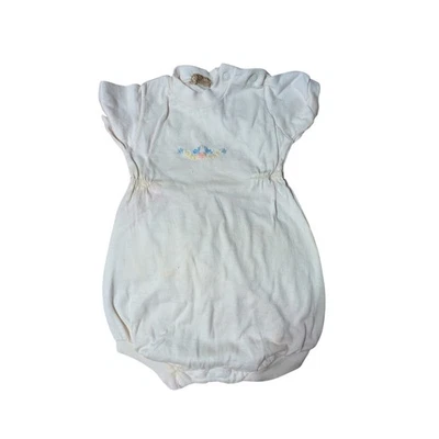 Body mameluco bebé vintage manga corta bordado floral beige recién nacido A1 Foto 1 de 4