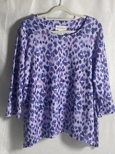 Top Alfred Dunner Mujer Púrpura Estampado Leopardo XL Otoño Exterior Informal Femenino - Imagen 1 de 21