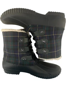 Jack Rogers Rain Duck Boots Tartan Plaid Hayley Size 6 Sherpa Lined NIB - Picture 1 of 14