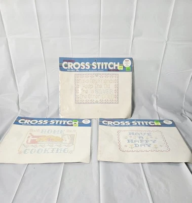 VTG Bucilla Cottage Core Stamped Cross Stitch Sampler Lot of 3 New - Image 1 of 4