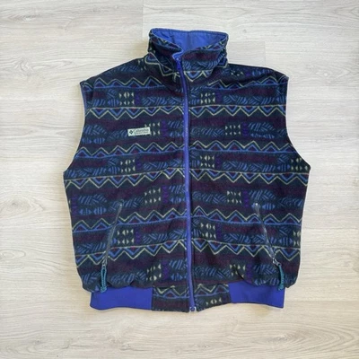 Chaleco Columbia Vintage Para Hombre XL Vellón Reversible Patrón Azteca Exterior Años 90 Foto 1 de 4
