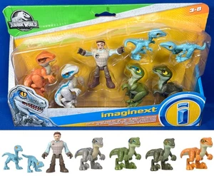 RAPTOR TRAINER OWEN GIFT SET Jurassic World 7-Pk IMAGINEXT Charlie BLUE Dinosaur - Picture 1 of 12