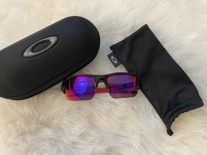 Oakley Kids Sunglasses Flak XS OJ9005-1359 Polished Black Red w/ Prizm Road Lens - Picture 1 of 5