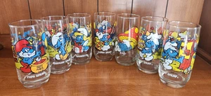 Juego de vasos vintage de pitufo de 14 oz, de Peyo, juego de 7, sin duplicados - Imagen 1 de 6