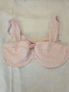 Top de bikini a cuadros rosa Abercrombie & Fitch Curve Love con aros S - Imagen 1 de 3