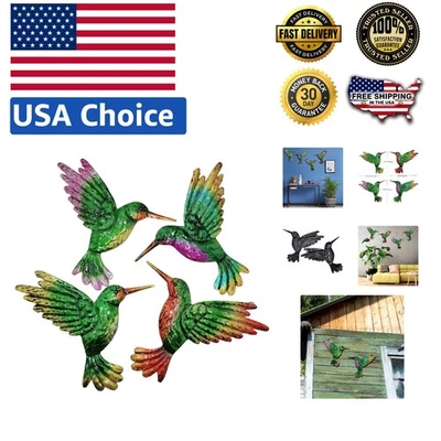 Art Deco 4 Piece Green Hummingbird Wall Art - Waterproof & Lightweight Design - Imagem 1 de 4