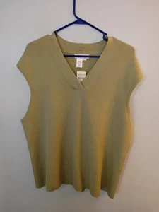 Coldwater Creek Pullover Weste Damen 3X Seidenmischung Rippstrick V-Ausschnitt Neu mit Etikett - Bild 1 von 3