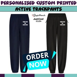 Personalised Printed Your Text Just Cool AWDis Active Trackpants Workwar Sports - Picture 1 of 8